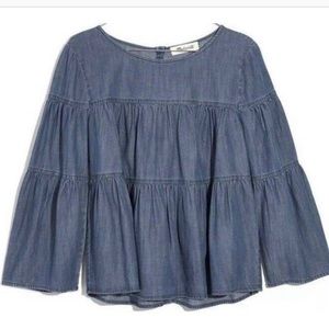 MADEWELL tiered denim shirt sz Small